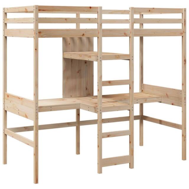 Berkfield Home Loft Bed Frame without Mattress 75x190cm Solid Wood Pine in Natural - Size: 75x190 cm - image 1