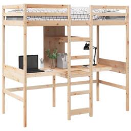 Berkfield Home Loft Bed Frame without Mattress 75x190cm Solid Wood Pine in Natural - Size: 75x190 cm - thumbnail 4