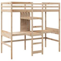 Berkfield Home Loft Bed Frame without Mattress 75x190cm Solid Wood Pine in Natural - Size: 75x190 cm - thumbnail 1