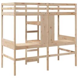 Berkfield Home Loft Bed Frame without Mattress 75x190cm Solid Wood Pine in Natural - Size: 75x190 cm - thumbnail 7