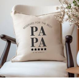 Aye Do Gifts Men's Personalised Reserved for the Best Papa Cushion in Cream - Size: 40 cm x 40 cm - thumbnail 2