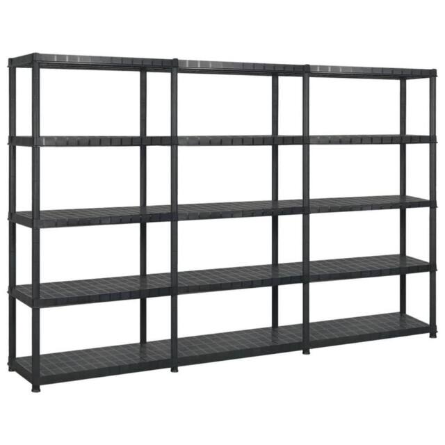 Berkfield Home Storage Shelf 5-Tier Black 255x40x185 cm Plastic - Size: 255 x 40 x 185 cm - image 1