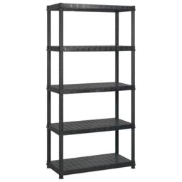 Berkfield Home Storage Shelf 5-Tier Black 255x40x185 cm Plastic - Size: 255 x 40 x 185 cm - thumbnail 2