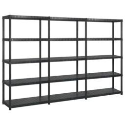 Berkfield Home Storage Shelf 5-Tier Black 255x40x185 cm Plastic - Size: 255 x 40 x 185 cm