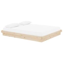 Berkfield Home Beautiful Bed Frame without Mattress Solid Wood 160x200 cm in Light Brown - thumbnail 1