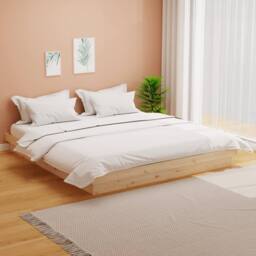 Berkfield Home Beautiful Bed Frame without Mattress Solid Wood 160x200 cm in Light Brown - thumbnail 2