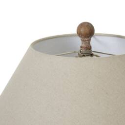 Wyld Haus Montresor Ribbed Ceramic Table Lamp Aged Wood Finish Cream Linen Shade in Brown - thumbnail 4