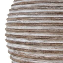 Wyld Haus Montresor Ribbed Ceramic Table Lamp Aged Wood Finish Cream Linen Shade in Brown - thumbnail 3