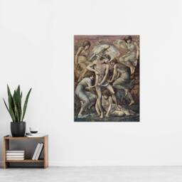 "Artery8 Cupid's Hunting Fields Vintage Wall Art Print Edward Burne Jones in Brown - Size: W24"" x H32""" - thumbnail 4