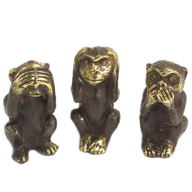 KDMD Set of 3 - See No Evil etc - Monkeys in Gold - image 1