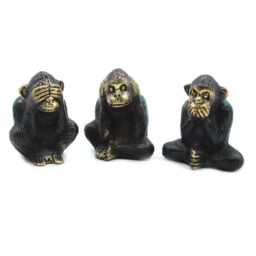 KDMD Set of 3 - See No Evil etc - Monkeys in Gold - thumbnail 3