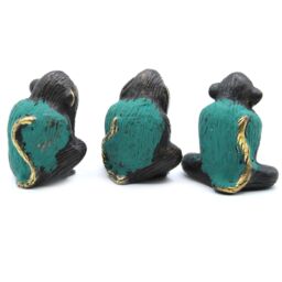 KDMD Set of 3 - See No Evil etc - Monkeys in Gold - thumbnail 2
