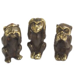 KDMD Set of 3 - See No Evil etc - Monkeys in Gold