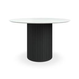 More4Homes Arlo White Marble Table Top W Black Legs + Myla Linen Dining Chair Set Of 4 - thumbnail 3