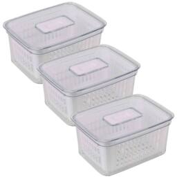 Havendro 3PCS 1.6L Fridge Organiser Container Basket Food Fruit Storage Box in Clear - thumbnail 1