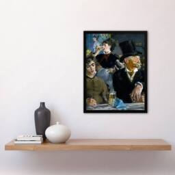 "Artery8 At the Cafe Paris Nightlife Scene Manet Vintage Framed Wall Art Print in Blue - Size: W12"" x H16""" - thumbnail 4