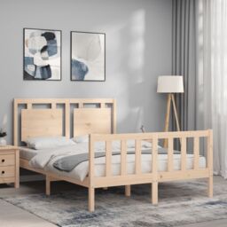 Berkfield Home Bed Frame with Headboard 120x200 cm Solid Wood in Brown - thumbnail 3