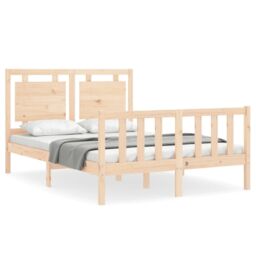 Berkfield Home Bed Frame with Headboard 120x200 cm Solid Wood in Brown - thumbnail 2