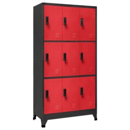 Berkfield Home Locker Cabinet Anthracite & Red 90x45x180 cm Steel in Black - Size: 90 x 45 x 180 cm