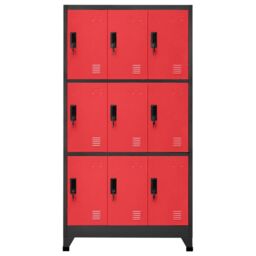 Berkfield Home Locker Cabinet Anthracite & Red 90x45x180 cm Steel in Black - Size: 90 x 45 x 180 cm - thumbnail 2