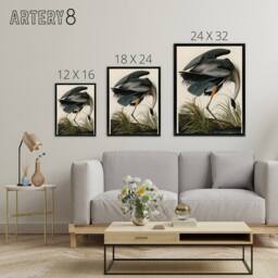 "Artery8 Audubon Birds Great Heron Painting Framed Canvas Wall Art Print - Size: W12"" x H16""" - thumbnail 4