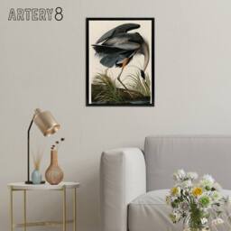 "Artery8 Audubon Birds Great Heron Painting Framed Canvas Wall Art Print - Size: W12"" x H16""" - thumbnail 3