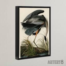 "Artery8 Audubon Birds Great Heron Painting Framed Canvas Wall Art Print - Size: W12"" x H16""" - thumbnail 2