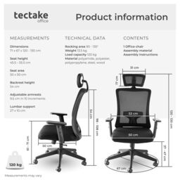 tectake Office Chair Phoebe in Black - thumbnail 6