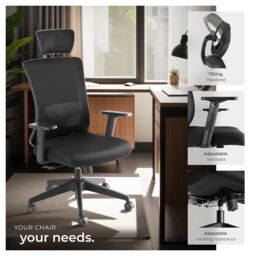 tectake Office Chair Phoebe in Black - thumbnail 7