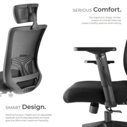 tectake Office Chair Phoebe in Black - thumbnail 3