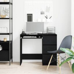 Berkfield Home Desk Black Oak 90x45x76 cm Engineered Wood - Size: 90 x 45 x 76 cm - thumbnail 3