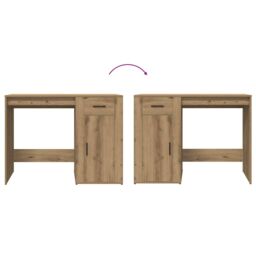 Berkfield Home Desk Artisan Oak 100x49x75 cm Engineered Wood in Brown - Size: 100 x 49 x 75 cm - thumbnail 8