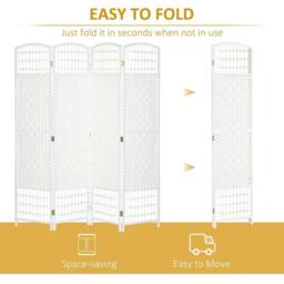 PAWNORA 4 Panel Folding Room Divider in White - thumbnail 2