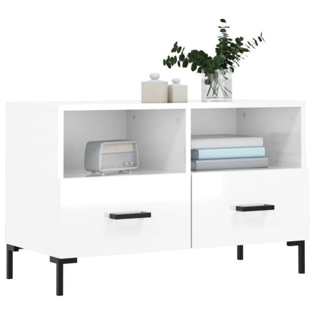 Berkfield Home TV Cabinet High Gloss White 80x36x50 cm Engineered Wood - Size: 80 x 36 x 50 cm - image 1