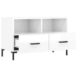 Berkfield Home TV Cabinet High Gloss White 80x36x50 cm Engineered Wood - Size: 80 x 36 x 50 cm - thumbnail 6