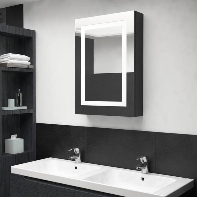Berkfield Home LED Bathroom Mirror Cabinet Shining Black 50x13x70 cm - Size: 50 x 13 x 70 cm - image 1