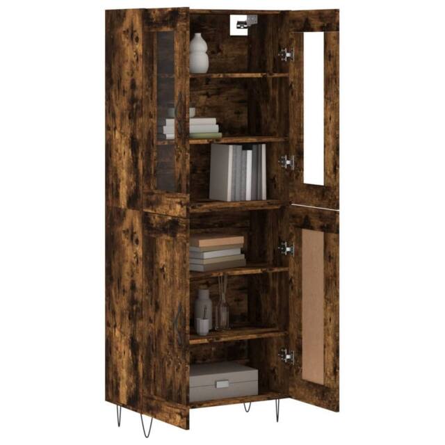 Berkfield Home Highboard Smoked Oak 69.5x34x180 cm Engineered Wood in Brown - image 1