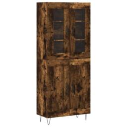 Berkfield Home Highboard Smoked Oak 69.5x34x180 cm Engineered Wood in Brown - thumbnail 3