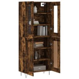 Berkfield Home Highboard Smoked Oak 69.5x34x180 cm Engineered Wood in Brown - thumbnail 1