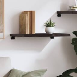 Berkfield Home Wall Shelf Dark Grey 60x40x(2-4) cm Treated Solid Wood Oak - thumbnail 1