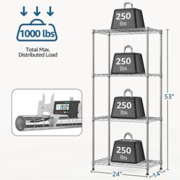 Nordara Kitchen Storage Shelf Rack, 4 Tier Adjustable Pantry Organiser in Silver - thumbnail 2