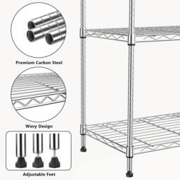 Nordara Kitchen Storage Shelf Rack, 4 Tier Adjustable Pantry Organiser in Silver - thumbnail 5
