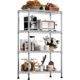 Nordara Kitchen Storage Shelf Rack, 4 Tier Adjustable Pantry Organiser in Silver - thumbnail 3
