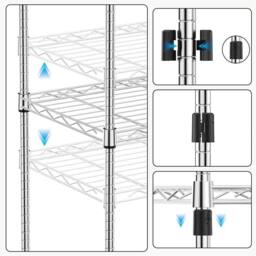 Nordara Kitchen Storage Shelf Rack, 4 Tier Adjustable Pantry Organiser in Silver - thumbnail 4