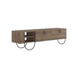 FWStyle 2 Door Dark Oak Modern TV Unit Stand in Brown - thumbnail 4