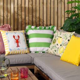 Furn Palm Royale Stripe Ruffle Printed Outdoor Cushion in Green - Size: 50 cm x 50 cm - thumbnail 5