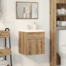Berkfield Home Bathroom Sink Cabinet Artisan Oak 41x38.5x46 cm Engineered Wood in Brown - thumbnail 3