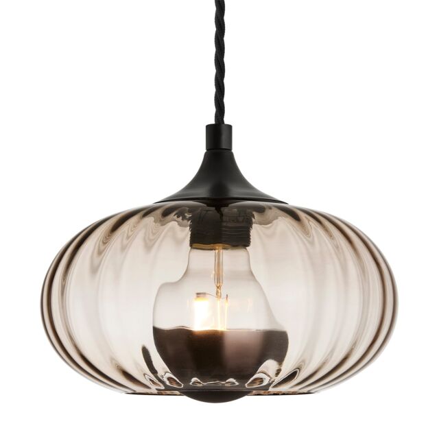 Industville Chelsea Textured Glass Round Pendant Light - 10 Inch in Light Brown - Size: 10 inches - image 1