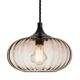 Industville Chelsea Textured Glass Round Pendant Light - 10 Inch in Light Brown - Size: 10 inches - thumbnail 2