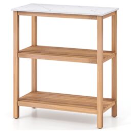 Gymax Patio Garden Potting Bench Table 3-Tier Wood Planting Workstation in Light Khaki - thumbnail 7